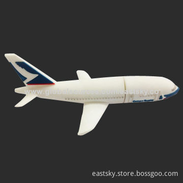 Airplane-shaped USB, made of soft PVC material, OEM orders are welcome